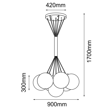 Lampa wisząca iO 7 - Czarna (900 mm) 9142  - Antigo