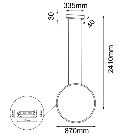 Lampa wisząca Agaro 87 - Czarna (870 mm) 4000K 5312  - Antigo