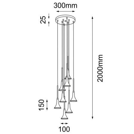 Lampa wisząca Kanzaki 8 - Czarna (300 mm) 3000K 7942  - Antigo