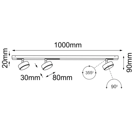 Lampa modułowa Drop Line move 3 - Czarna (1000 mm) 1025  - Antigo
