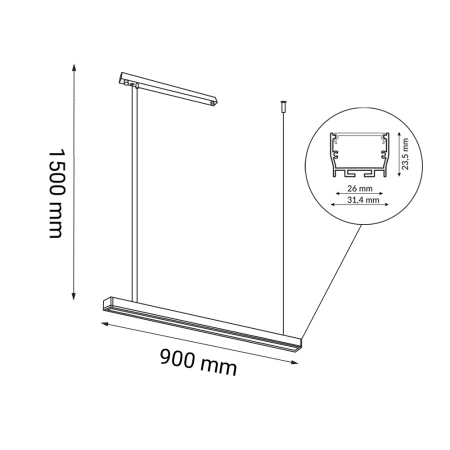 Lampa wisząca Hiate Line - Czarna (900 mm) 3000K 1844  - Antigo