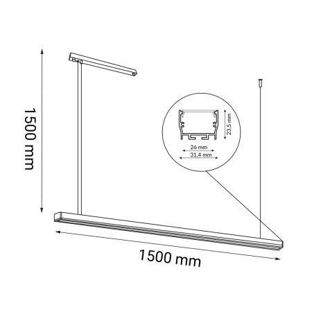 Lampa wisząca Hiate Line - Biała (1500 mm) 3000K 1853  - Antigo