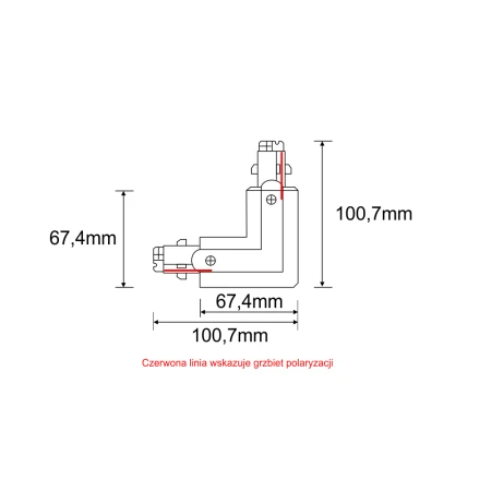 Łącznik L zamienny lewy-prawy do szynoprzewodu 3F 230V - Czarny 8117  - Antigo