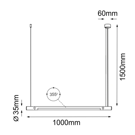 Lampa wisząca Ibara Z - Czarna (1000 mm) 5053  - Antigo