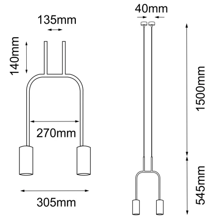 Lampa wisząca Vai 2 Krótka - Mosiądz polerowany-czarna (305 mm) 8841  - Antigo