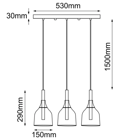 Lampa wisząca Botor 3 - Czarna (530 mm) 5096  - Antigo