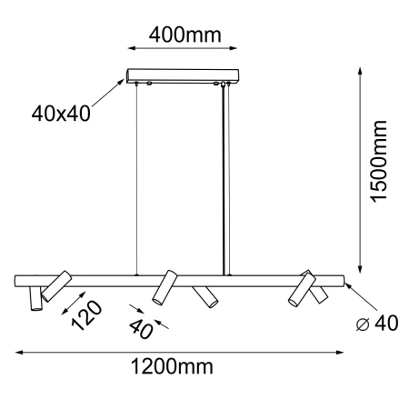 Lampa wisząca Yabu 6 - Czarna (1200 mm) 5067  - Antigo