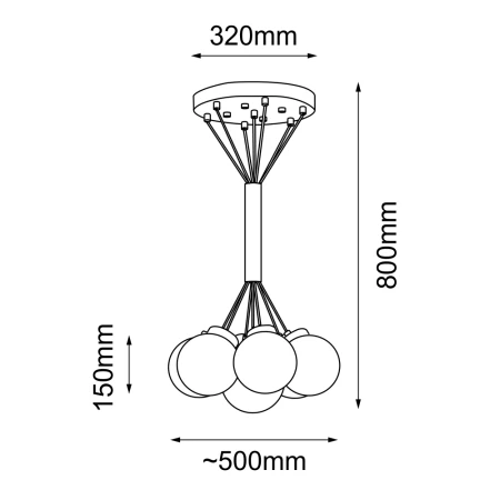 Lampa wisząca iO 7 mini - Czarna (500 mm) 5071  - Antigo