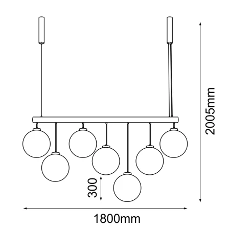 Lampa wisząca iO-7 - Czarna (1800 mm) 9144  - Antigo