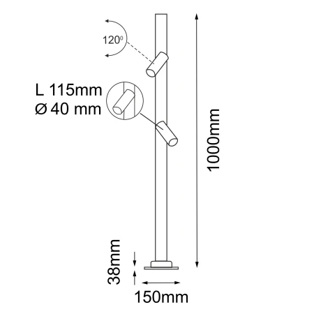 Słupek Gosen 2 - Antracyt (1000 mm) 9910  - Antigo