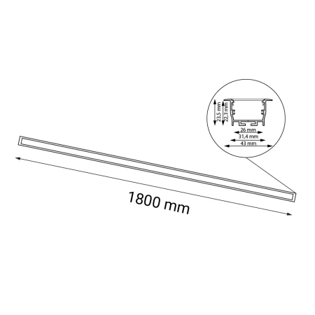 Lampa wpuszczana Hiate Line - Biała (1800 mm) 3000K 1837  - Antigo