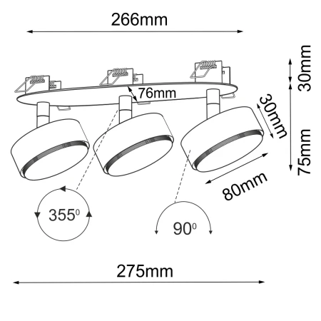 Lampa wpuszczana Drop in 3 - Czarna 3262  - Antigo