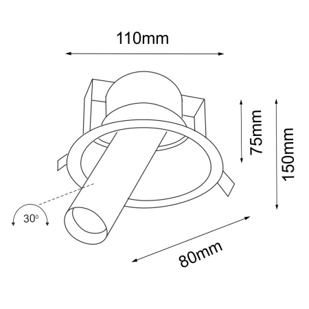 Lampa wpuszczana Yakumo 1 - Czarna 7804  - Antigo