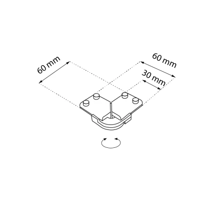 Łącznik L szynoprzewodu magnetycznego Komatsu Slim - Czarny 6043  - Antigo