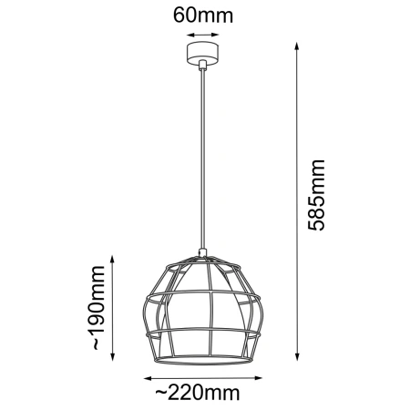 Lampa wisząca Alkana - Czarna-Srebrny mat (220 mm) 5022  - Antigo