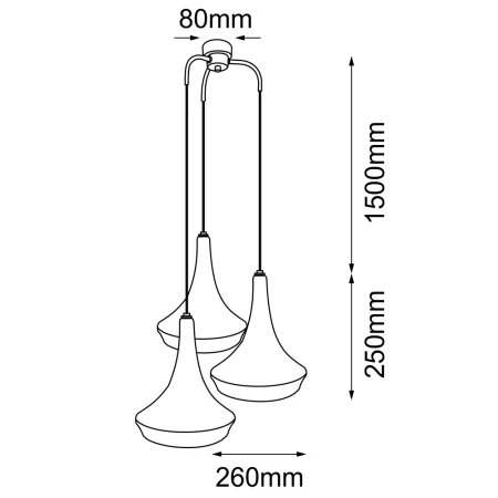 Lampa wisząca Mahaka 3 - Czarna (500 mm) 5174  - Antigo