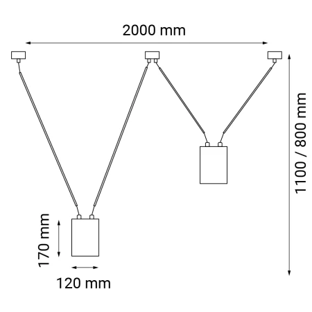 Lampa wisząca VIWIN 2 - Czarna (2000 mm) 9021  - Antigo
