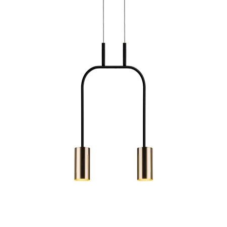 Lampa wisząca Vai 2 Krótka - Mosiądz polerowany-czarna (305 mm) 8841  - Antigo