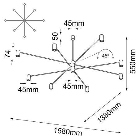 Lampa wisząca Dakata 8 - Czarna 5640  - Antigo