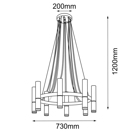 Lampa wisząca Kavos 8 - Mosiądz polerowany-czarna (730 mm) 8372  - Antigo