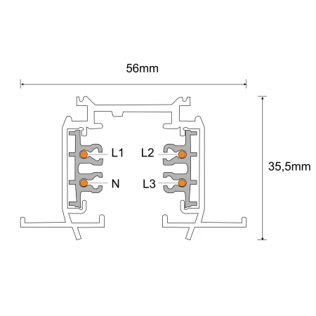Szynoprzewód podtynkowy 3F 230V - Czarny (2 m) 8103  - Antigo