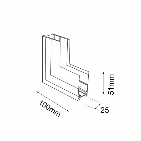 Łącznik L natynkowy ściana - sufit szynoprzewodu magnetycznego Komatsu 48V - Czarny 6521  - Antigo