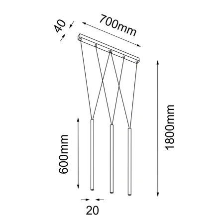 Lampa wisząca Miaki 3 - Czarna (600 mm) 7946  - Antigo