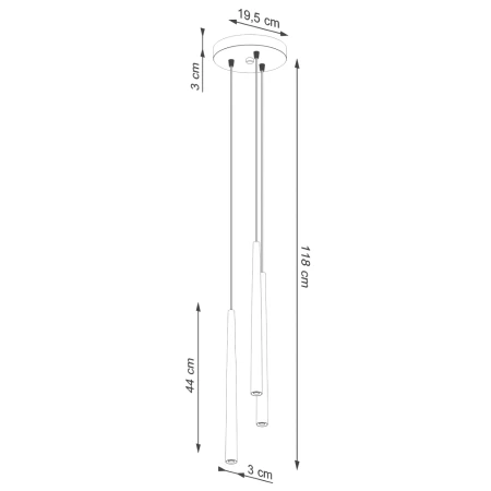 Lampa wisząca BLISS 3P czarna SL.1463 - Sollux