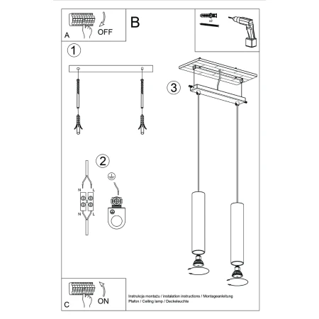 Lampa wisząca LAGOS 2 zielona oliwka SL.1485 - Sollux