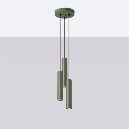 Lampa wisząca LAGOS 3P zielona oliwka SL.1487 - Sollux