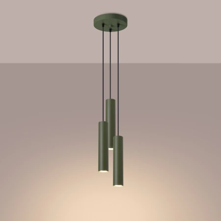 Lampa wisząca LAGOS 3P zielona oliwka SL.1487 - Sollux