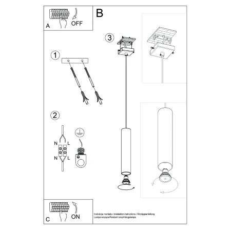 Lampa wisząca LAGOS 1 ochra czerwona SL.1489 - Sollux