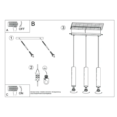 Lampa wisząca LAGOS 3L ochra czerwona SL.1491 - Sollux