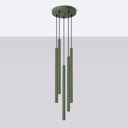 Lampa wisząca PASTELO 5P zielona oliwka SL.1522 - Sollux