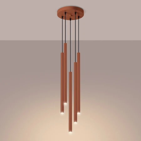 Lampa wisząca PASTELO 5P ochra czerwona SL.1528 - Sollux