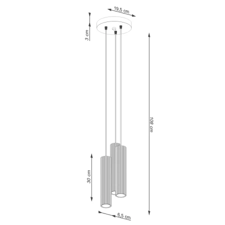 Lampa wisząca KARBON 3P czarny SL.1576 - Sollux