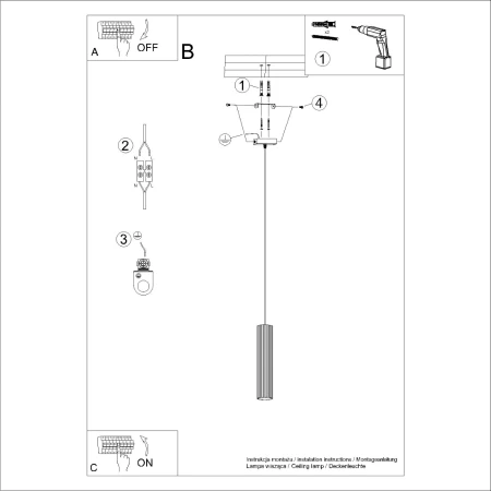 Lampa wisząca KARBON 1 Beżowy SL.1592 - Sollux