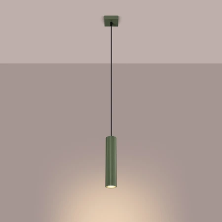 Lampa wisząca KARBON 1 zielony oliwkowy SL.1611 - Sollux