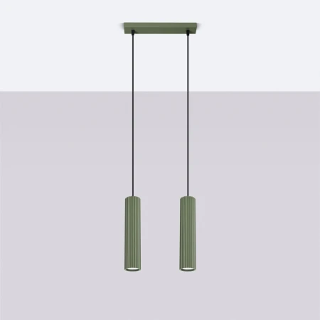 Lampa wisząca KARBON 2 zielona oliwka SL.1612 - Sollux