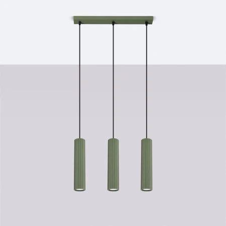 Lampa wisząca KARBON 3L zielona oliwka SL.1613 - Sollux