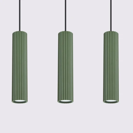 Lampa wisząca KARBON 3L zielona oliwka SL.1613 - Sollux