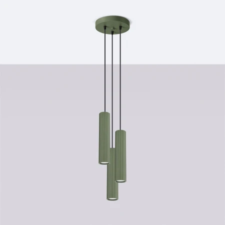 Lampa wisząca KARBON 3P zielona oliwka SL.1614 - Sollux