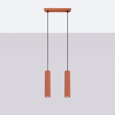 Lampa wisząca KARBON 2 ochra czerwona SL.1631 - Sollux