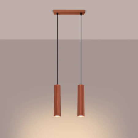Lampa wisząca KARBON 2 ochra czerwona SL.1631 - Sollux