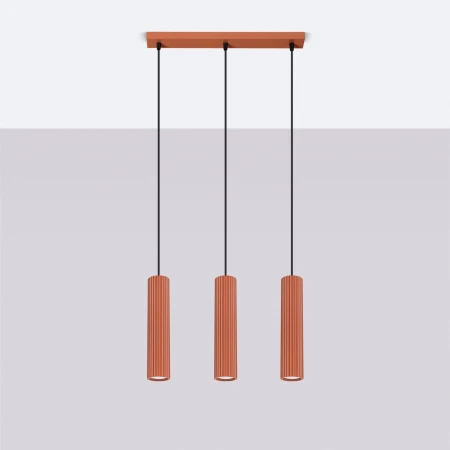 Lampa wisząca KARBON 3L ochra czerwona SL.1632 - Sollux