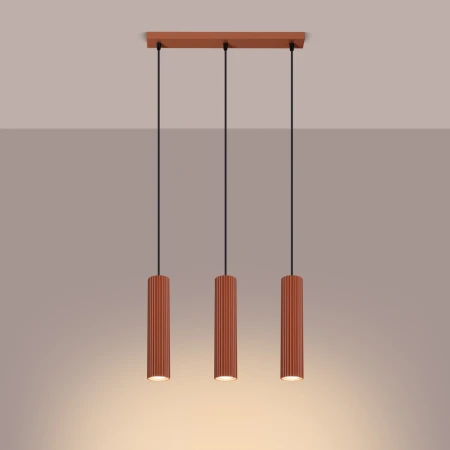 Lampa wisząca KARBON 3L ochra czerwona SL.1632 - Sollux