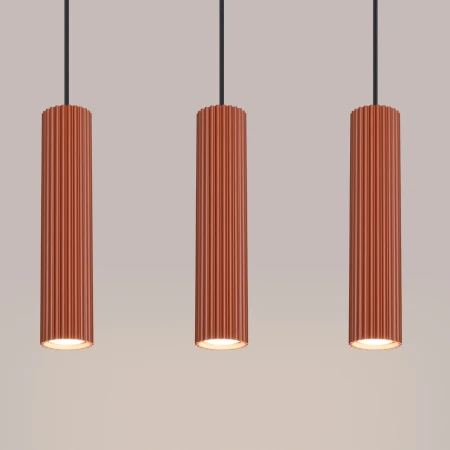 Lampa wisząca KARBON 3L ochra czerwona SL.1632 - Sollux