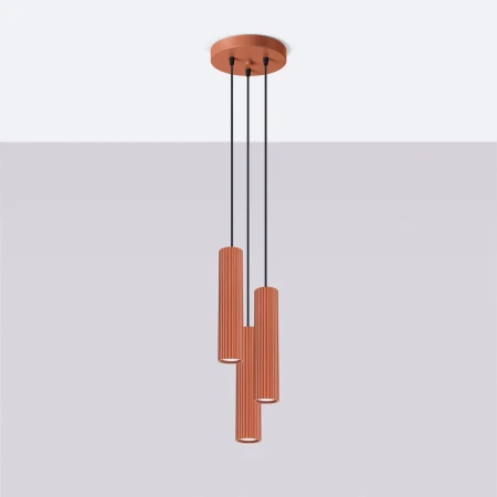 Lampa wisząca KARBON 3P ochra czerwona SL.1633 - Sollux