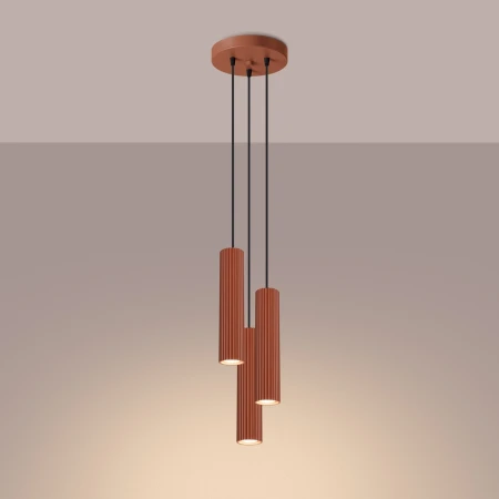 Lampa wisząca KARBON 3P ochra czerwona SL.1633 - Sollux