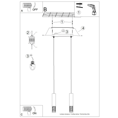 Lampa wisząca LAMI 2 biały SL.1687 - Sollux